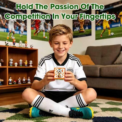2026 North America Soccer Theme 3x3 Speed Cube - Football Sports Tournament Celebration Brain Puzzle Toy, Commemorative Keepsake for Soccer Fans, USA Canada Mexico Stadium Souvenir in Saudi Arabia
