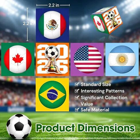 2026 North America Soccer Theme 3x3 Speed Cube - Football Sports Tournament Celebration Brain Puzzle Toy, Commemorative Keepsake for Soccer Fans, USA Canada Mexico Stadium Souvenir in Saudi Arabia