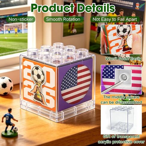 2026 North America Soccer Theme 3x3 Speed Cube - Football Sports Tournament Celebration Brain Puzzle Toy, Commemorative Keepsake for Soccer Fans, USA Canada Mexico Stadium Souvenir in Saudi Arabia