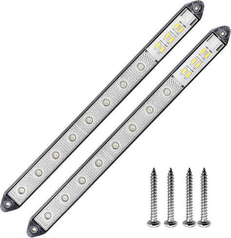 2PC 13.5" LED Identification Light Bar Dual Function - Stop Tail Turn & Back-Up Light, 8 Red/6 White LEDs Super Bright, Weatherproof IP67, DOT FMVSS Compliant, Trailers RVs Campers 12V- Colored Lens in Saudi Arabia