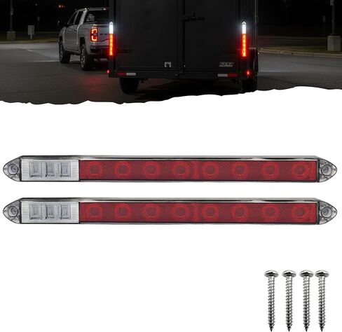2PC 13.5" LED Identification Light Bar Dual Function - Stop Tail Turn & Back-Up Light, 8 Red/6 White LEDs Super Bright, Weatherproof IP67, DOT FMVSS Compliant, Trailers RVs Campers 12V- Colored Lens in Saudi Arabia