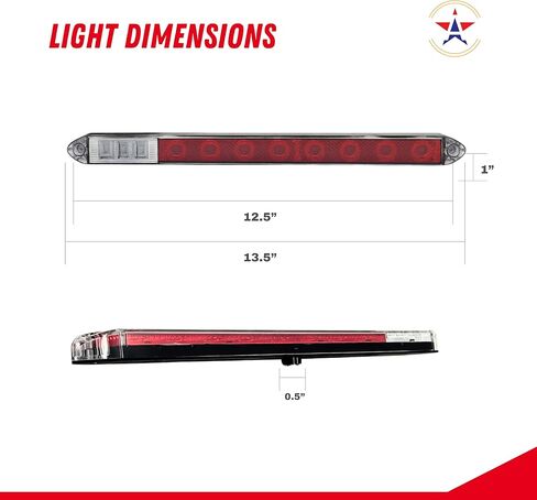 2PC 13.5" LED Identification Light Bar Dual Function - Stop Tail Turn & Back-Up Light, 8 Red/6 White LEDs Super Bright, Weatherproof IP67, DOT FMVSS Compliant, Trailers RVs Campers 12V- Colored Lens in Saudi Arabia