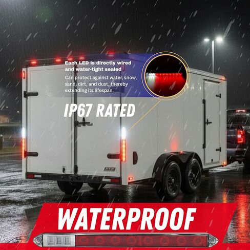 2PC 13.5" LED Identification Light Bar Dual Function - Stop Tail Turn & Back-Up Light, 8 Red/6 White LEDs Super Bright, Weatherproof IP67, DOT FMVSS Compliant, Trailers RVs Campers 12V- Colored Lens in Saudi Arabia