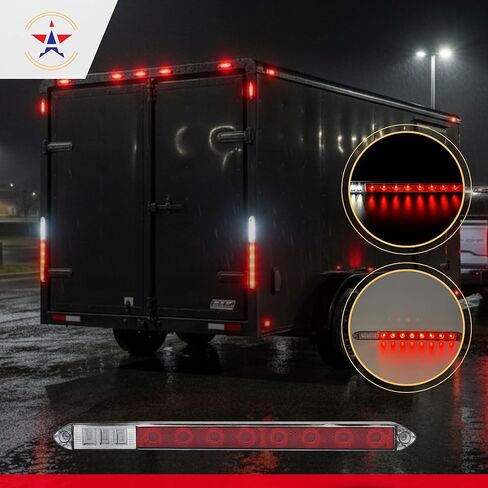 2PC 13.5" LED Identification Light Bar Dual Function - Stop Tail Turn & Back-Up Light, 8 Red/6 White LEDs Super Bright, Weatherproof IP67, DOT FMVSS Compliant, Trailers RVs Campers 12V- Colored Lens in Saudi Arabia