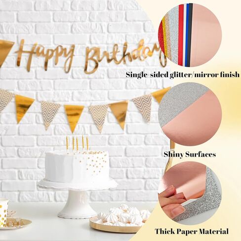 24 Sheets Metallic & Glitter Cardstock Paper, 8.5 x 11 Inch, 12 Vibrant Colors, 250gsm Heavyweight Shiny Craft Paper for Card Making, Scrapbooking, Invitations & Party Decorations in Kuwait