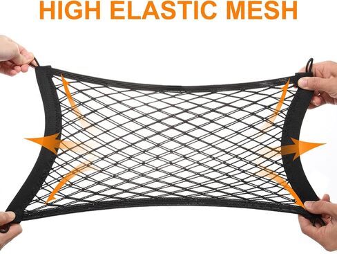HARFINGTON 2pcs Motorcycle Cargo Nets 11.2" x 9.8" High Elastic Double Layer Bungee Net Luggage Strap Rack Expansion Organizer Car Seat Mesh Storage Pocket with 8pcs Hooks for Motorcycle Bike in Kuwait