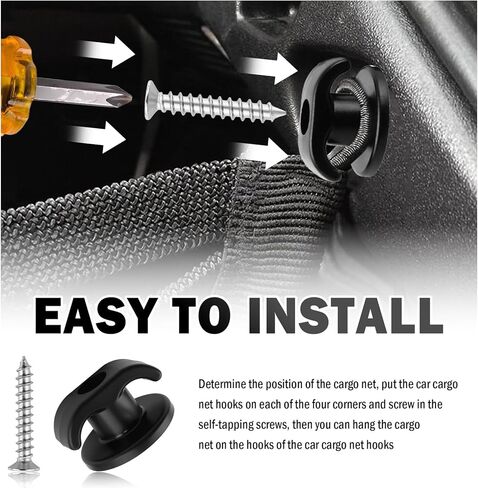 4PCS Car Cargo Net Hooks,Upgraded Self-Tapping Hook of Cargo Net for SUV Compatible with Ford Chevrolet Honda Jeep Toyota,Multi-Purpose Car Trunk Nets Hooks Cars Accessories in Saudi Arabia