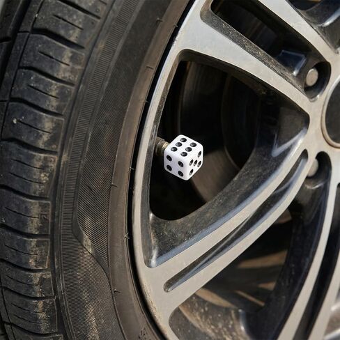 8 Pcs Dice Valve Stem Caps, White and Black Dice Air Valve Caps Universal Copper Core Dustproof Tire Stem Covers for SUV, Trucks, Bicycles, Motorcycles, Bikes in Kuwait