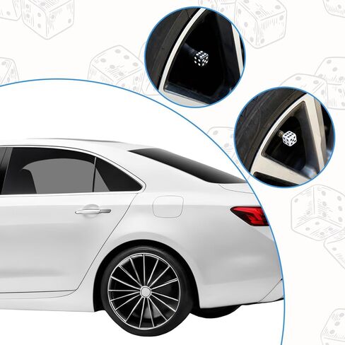 8 Pcs Dice Valve Stem Caps, White and Black Dice Air Valve Caps Universal Copper Core Dustproof Tire Stem Covers for SUV, Trucks, Bicycles, Motorcycles, Bikes in Kuwait