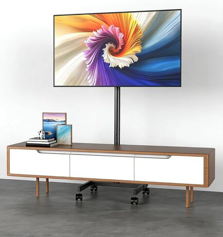Afaloona Rolling TV Stand for 13-55 Inch TVs up to 44 lbs, Mobile TV Stand on Wheels with Tilt, Portrait to Landscape, Portable TV Cart with Wheels for Bedroom, Office, Outdoor, Max VESA 200×200mm in Saudi Arabia