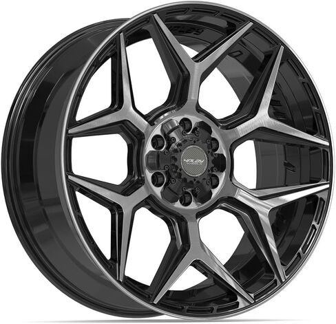 4PLAY Wheels 4P06 22 Inch Rim Fits 6x135 & 6x139.7 22x9 Gloss Black Brushed with Tinted Clear (1) in Saudi Arabia