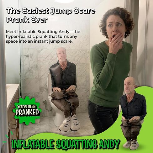 FUN delivery Inflatable Squatting Andy - Jump Scare Office Prank for Bathrooms - Fun April Fools Prank for Coworkers - Random Life Size Blow Up Doll & Funny Gifts for Adults in Saudi Arabia