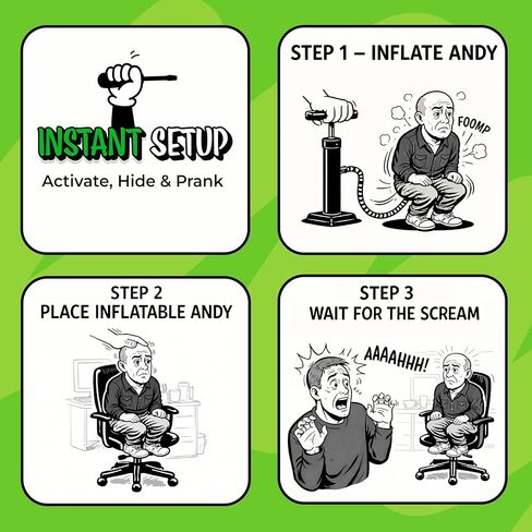 FUN delivery Inflatable Squatting Andy - Jump Scare Office Prank for Bathrooms - Fun April Fools Prank for Coworkers - Random Life Size Blow Up Doll & Funny Gifts for Adults in Saudi Arabia