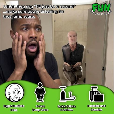 FUN delivery Inflatable Squatting Andy - Jump Scare Office Prank for Bathrooms - Fun April Fools Prank for Coworkers - Random Life Size Blow Up Doll & Funny Gifts for Adults in Saudi Arabia