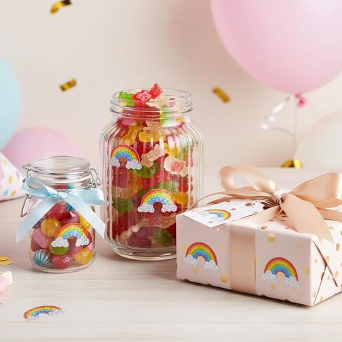 500Pcs Rainbow Stickers, 1 Roll 1.2in SelfAdhesive Glitter Vinyl Stickers for Birthday Envelope Journal Decorations in Saudi Arabia