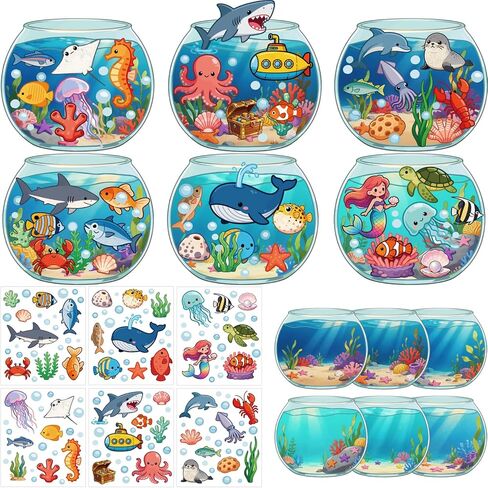 48 Sheets Ocean Stickers, Under The Sea Party Favors, Summer Crafts Sea Animal Stickers for DIY Party Games in Saudi Arabia