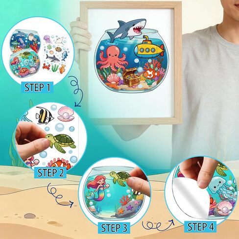 48 Sheets Ocean Stickers, Under The Sea Party Favors, Summer Crafts Sea Animal Stickers for DIY Party Games in Saudi Arabia