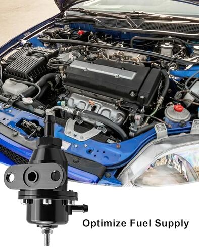 منظم ضغط الوقود قابل للتعديل 25-300BK مناسب لسيارة Honda Accord 1986-1993 Civic 1992-2000 del 1992-1997 Prelude 1988-1996، منظم ضغط الوقود عالي الحجم يحل محل 25 300BK. 25300BK، أسود in Kuwait