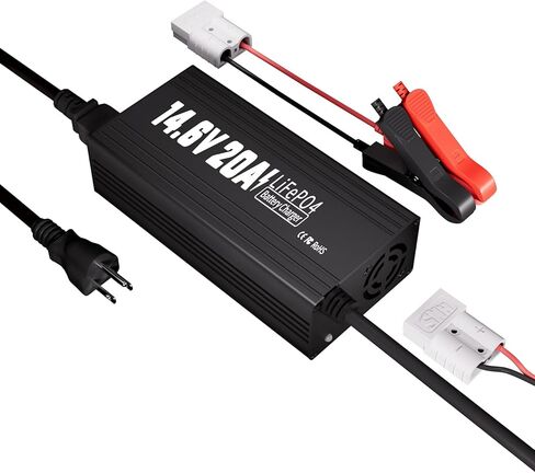12V 20A Lithium Battery Charger, AC-DC Fast and Smart Charger, 14.6V LiFePO4 Battery Charger with Anderson Connector Led Indicator for Lithium LiFePO4 Deep Cycle Batteries of Home, Boat, RV in Saudi Arabia