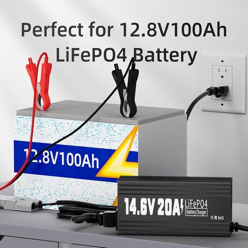 12V 20A Lithium Battery Charger, AC-DC Fast and Smart Charger, 14.6V LiFePO4 Battery Charger with Anderson Connector Led Indicator for Lithium LiFePO4 Deep Cycle Batteries of Home, Boat, RV in Saudi Arabia