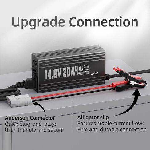 12V 20A Lithium Battery Charger, AC-DC Fast and Smart Charger, 14.6V LiFePO4 Battery Charger with Anderson Connector Led Indicator for Lithium LiFePO4 Deep Cycle Batteries of Home, Boat, RV in Saudi Arabia