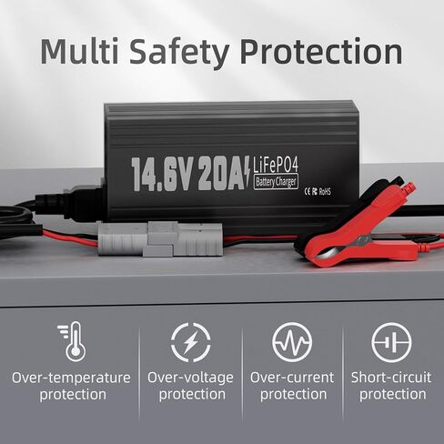 12V 20A Lithium Battery Charger, AC-DC Fast and Smart Charger, 14.6V LiFePO4 Battery Charger with Anderson Connector Led Indicator for Lithium LiFePO4 Deep Cycle Batteries of Home, Boat, RV in Saudi Arabia