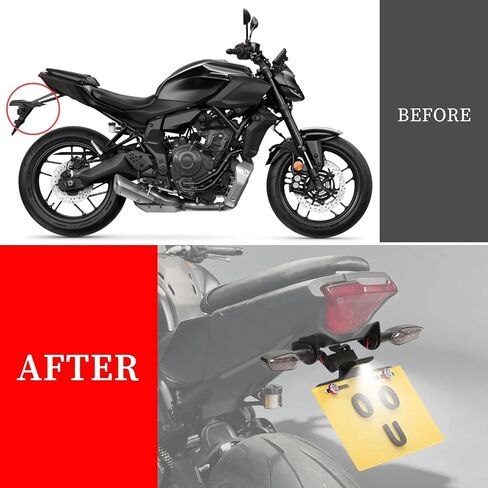 MT07 Fender Eliminator Kit Compatible with 2025 2026 MT 07 & MT-07 Y-AMT Tail Tidy License Plate Holder Bracket with Rear Turn Signals (Smoke) in Saudi Arabia