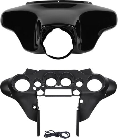 XMT-MOTO Front Outer + Inner Batwing Upper Fairing Cowl Fit for 1996-2013 Harley Davidson Touring Electra Glide Street Glide and Trike models Gloss Black in Kuwait