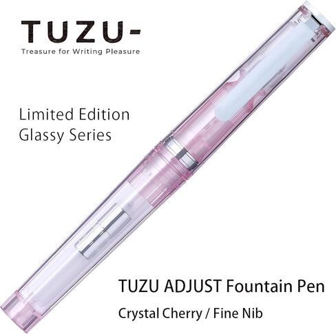 Sailor TUZU ADJUST Fountain Pen, Fine Nib (F), Rotating Nib Feature and Natural Fit Grip, Includes 2 Ink Cartridges (Black) and Converter, Limited Edition Glassy Crystal Cherry, 12-0561-202 in Kuwait