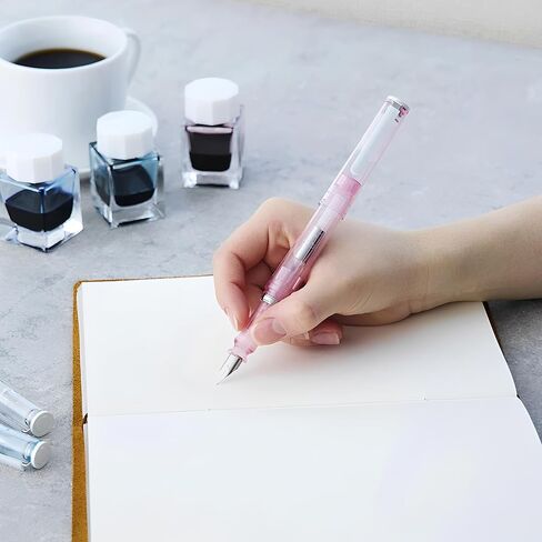 Sailor TUZU ADJUST Fountain Pen, Fine Nib (F), Rotating Nib Feature and Natural Fit Grip, Includes 2 Ink Cartridges (Black) and Converter, Limited Edition Glassy Crystal Cherry, 12-0561-202 in Kuwait