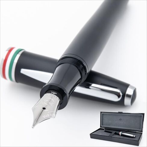 Monteverde USA Aldo Domani Italia Fountain Pen Matte Black – Medium Nib – Free Ink Bottle, Converter & Cartridges – JoWo German Nib – Gift-Boxed Executive Pen in Kuwait