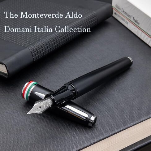 Monteverde USA Aldo Domani Italia Fountain Pen Matte Black – Medium Nib – Free Ink Bottle, Converter & Cartridges – JoWo German Nib – Gift-Boxed Executive Pen in Kuwait