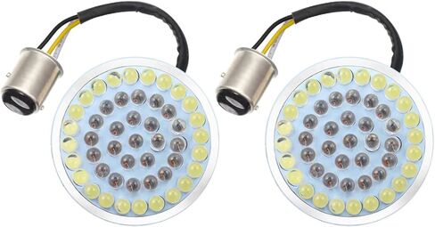 PBYMT 1157 الجبهة LED بدوره إشارات دراجة نارية، 2 بوصة رصاصة العنبر بدوره إشارة لمبة بيضاء تشغيل الضوء يصلح لهارلي ديفيدسون بجولة شارع الإنزلاق، سبورتستر، داينا، سوفتيل in Kuwait