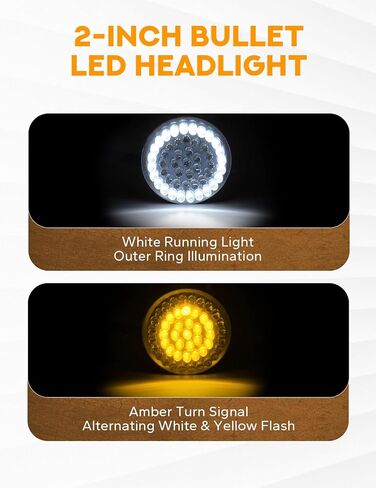 PBYMT 1157 الجبهة LED بدوره إشارات دراجة نارية، 2 بوصة رصاصة العنبر بدوره إشارة لمبة بيضاء تشغيل الضوء يصلح لهارلي ديفيدسون بجولة شارع الإنزلاق، سبورتستر، داينا، سوفتيل in Kuwait
