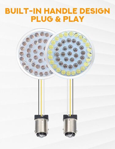 PBYMT 1157 الجبهة LED بدوره إشارات دراجة نارية، 2 بوصة رصاصة العنبر بدوره إشارة لمبة بيضاء تشغيل الضوء يصلح لهارلي ديفيدسون بجولة شارع الإنزلاق، سبورتستر، داينا، سوفتيل in Kuwait
