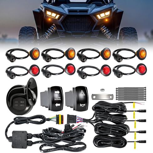 UTV Turn Signal Kit, Pre-Wired, Plug and Play Universal ATV Blinker Kits with Hazard Light, Rocker Switch, 110D Horn, Universal Street Legal Kit Compatible with Polaris, Can-Am, Kawasaki, CFMOTO in Saudi Arabia