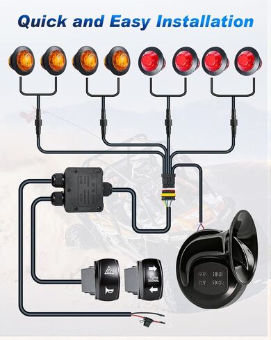 UTV Turn Signal Kit, Pre-Wired, Plug and Play Universal ATV Blinker Kits with Hazard Light, Rocker Switch, 110D Horn, Universal Street Legal Kit Compatible with Polaris, Can-Am, Kawasaki, CFMOTO in Saudi Arabia