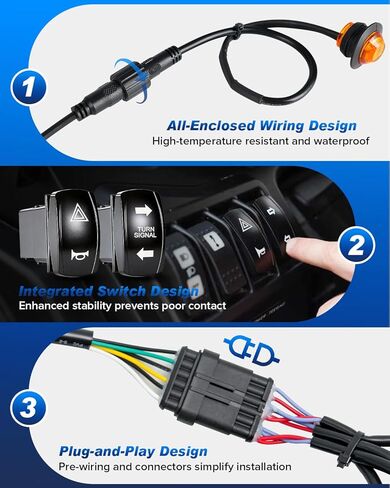 UTV Turn Signal Kit, Pre-Wired, Plug and Play Universal ATV Blinker Kits with Hazard Light, Rocker Switch, 110D Horn, Universal Street Legal Kit Compatible with Polaris, Can-Am, Kawasaki, CFMOTO in Saudi Arabia