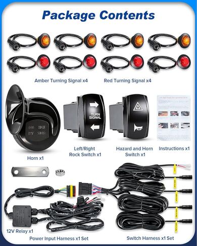 UTV Turn Signal Kit, Pre-Wired, Plug and Play Universal ATV Blinker Kits with Hazard Light, Rocker Switch, 110D Horn, Universal Street Legal Kit Compatible with Polaris, Can-Am, Kawasaki, CFMOTO in Saudi Arabia