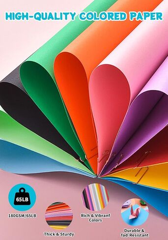 100 Sheets 8.5" X 11" Colored Cardstock, 50 Assorted Colors Construction Paper Card Stock Printer Paper for Printing, Card Making, DIY Crafts,School Supplies,Party Decorations in Saudi Arabia