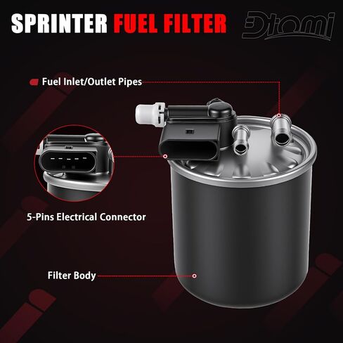 فلتر الوقود WK 820/15 متوافق مع سيارة Mercedes-Benz 2010-2021 Sprinter 2500 3500,2010-2014 GL350 ML350، E350 R350 S350 بدون خيار تسخين الوقود المتكامل استبدال # WK 820/6، WK 820/7 (5pin) in Kuwait