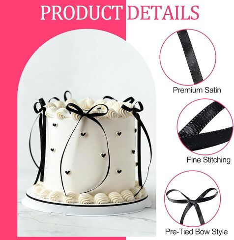 REGUICORP 50PCS Bow Cake Toppers, Black Bows Cake Decorations, Black Ribbon Bows for Birthdays, Weddings, Bachelorette Parties, Graduation Celebrations, Dessert Table Supplies in Saudi Arabia