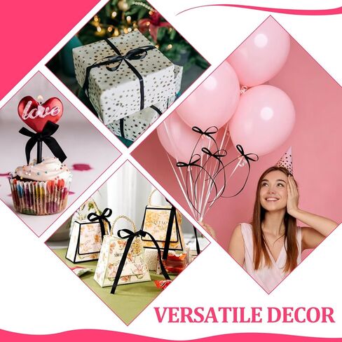 REGUICORP 50PCS Bow Cake Toppers, Black Bows Cake Decorations, Black Ribbon Bows for Birthdays, Weddings, Bachelorette Parties, Graduation Celebrations, Dessert Table Supplies in Saudi Arabia