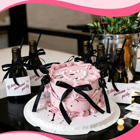 REGUICORP 50PCS Bow Cake Toppers, Black Bows Cake Decorations, Black Ribbon Bows for Birthdays, Weddings, Bachelorette Parties, Graduation Celebrations, Dessert Table Supplies in Saudi Arabia