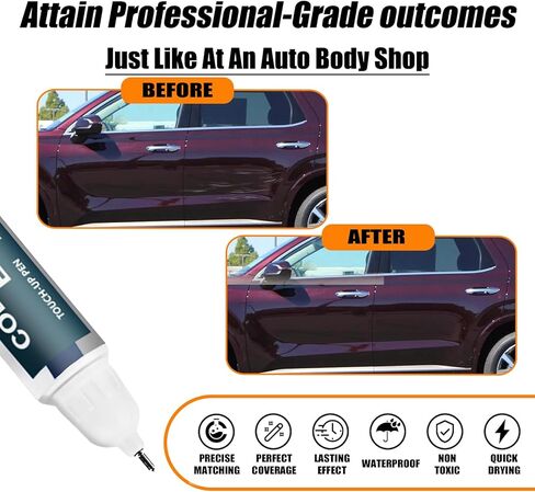 طلاء لمسات السيارة (W7B Sierra Burgundy) متوافق مع Hyundai، قلم طلاء السيارة لإصلاح الخدوش، طلاء لمس اثنين في واحد، مزيل خدوش السيارة الفاخر للخدوش العميقة in Kuwait