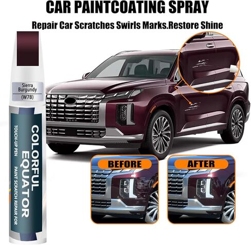 طلاء لمسات السيارة (W7B Sierra Burgundy) متوافق مع Hyundai، قلم طلاء السيارة لإصلاح الخدوش، طلاء لمس اثنين في واحد، مزيل خدوش السيارة الفاخر للخدوش العميقة in Kuwait