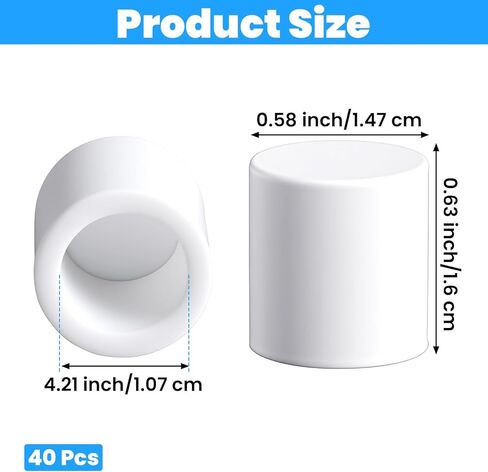 40 PCS Rubber Door Stopper 0.42" Door Stop Tips & Caps Replacement Universal Bumper Protector Tips Caps Wall-Mount White Rubber End Cap for Home Office Doors Wall Protection in Saudi Arabia