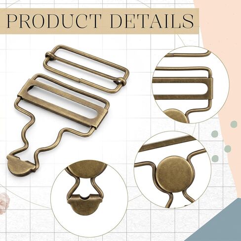 6 Sets Metal Overall Buckles Overall Clips Replacement with Adjustable Tri Glide Slide Buckle and Buttons for Bib Pants, Jeans Suspender(Bronze,19x38mm/55x38mm) in Saudi Arabia