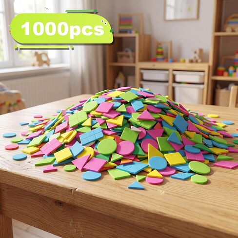 QIDIWIN 1000 Pcs Self-Adhesive Foam Geometric Stickers, Assorted Shapes Colorful Craft Stickers for Kids DIY Art, Scrapbooking, Card Making, Classroom Educational Activities & Home Decor in Saudi Arabia