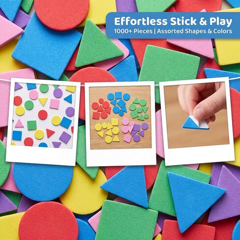 QIDIWIN 1000 Pcs Self-Adhesive Foam Geometric Stickers, Assorted Shapes Colorful Craft Stickers for Kids DIY Art, Scrapbooking, Card Making, Classroom Educational Activities & Home Decor in Saudi Arabia